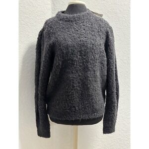 Dear John Womens Charcoal Grey Textured Boucle Knit Crew Neck Sweater Large NWT